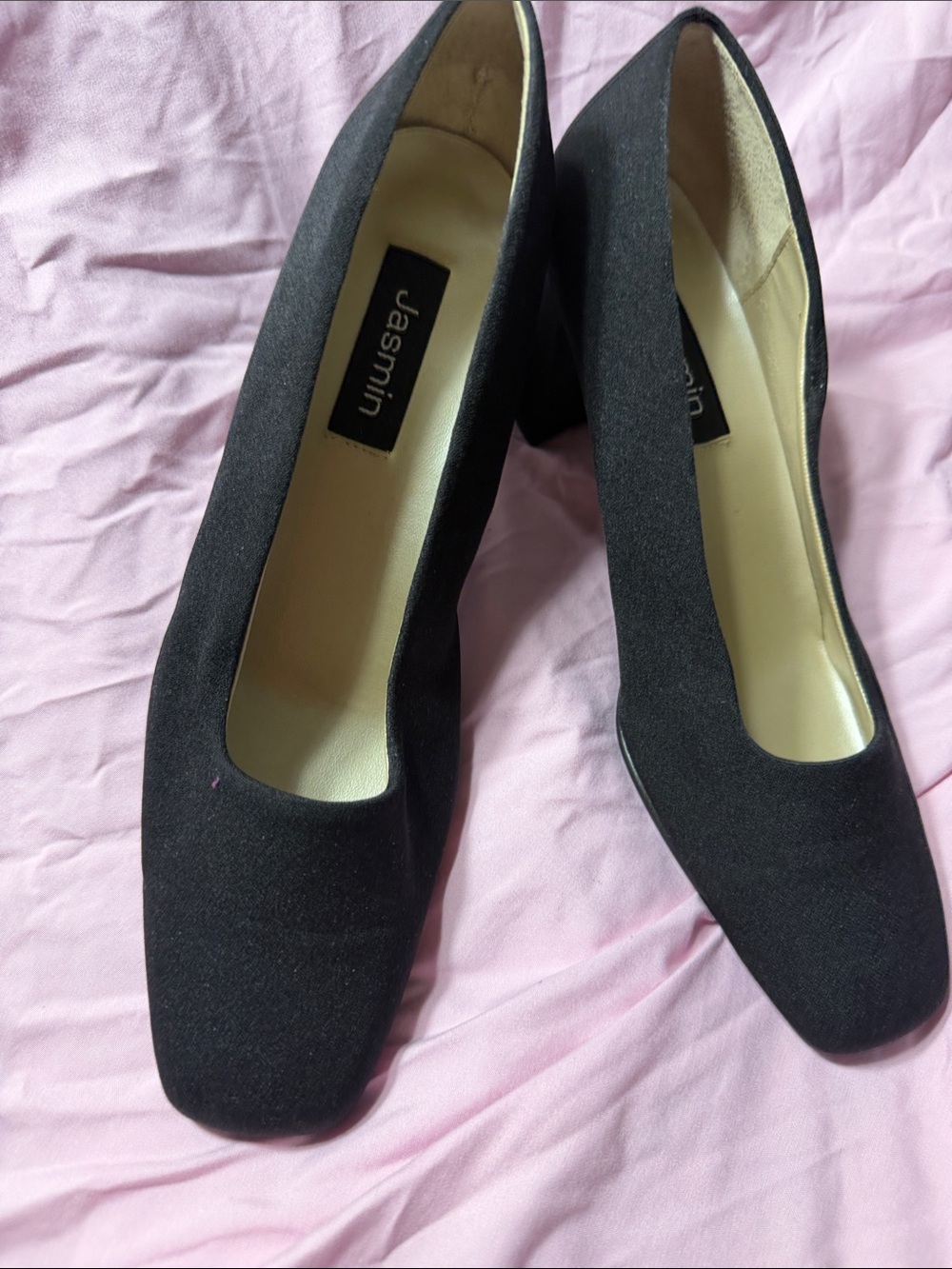 Jasmine Black Women's Square-Toe Block Heel Pumps